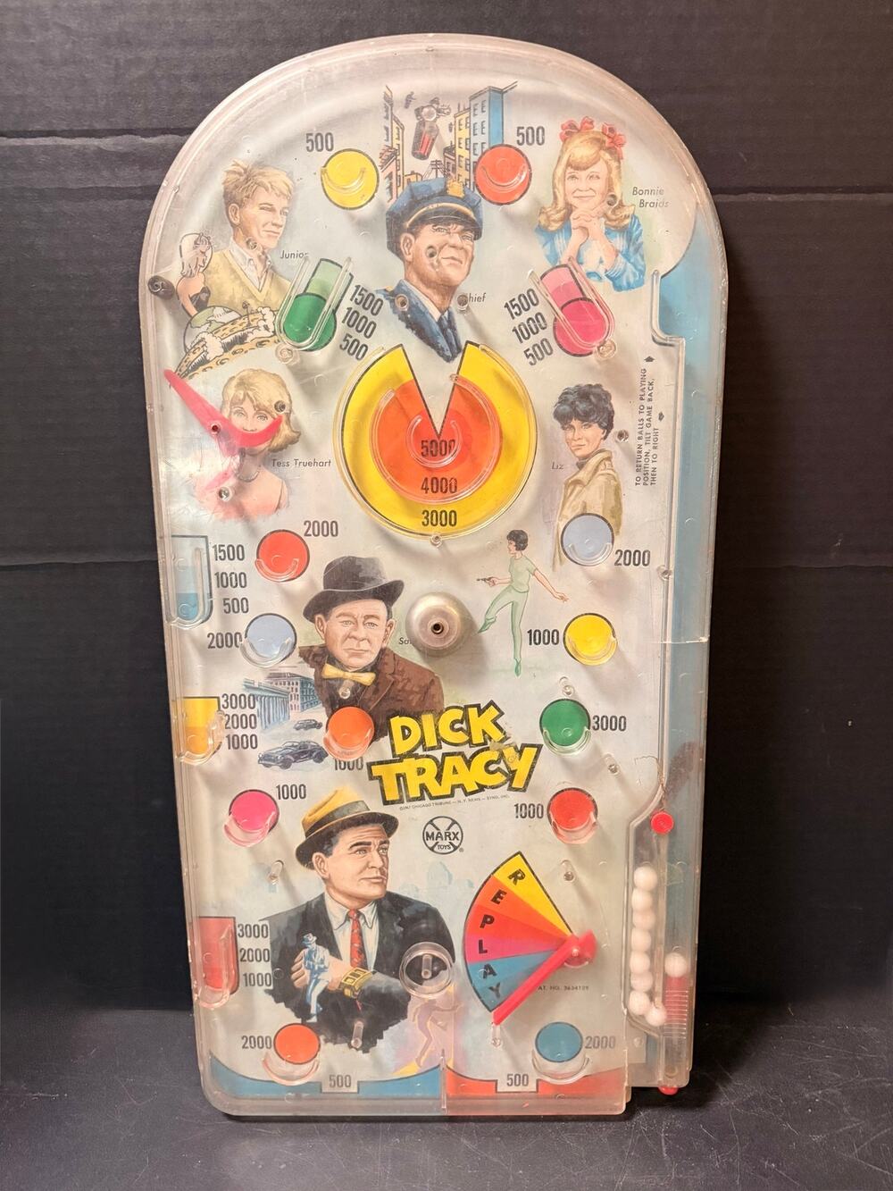 Vintage MARX Toys Dick Tracy Marble Tabletop Pinball Game from 1967 24”x13”